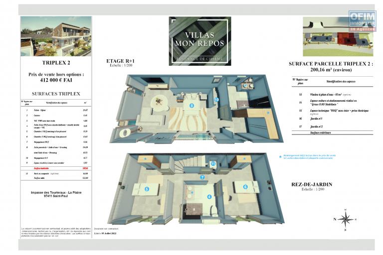 4 Villas de Standing 4 pièces en constructions (VEFA), dans le centre ville de la Plaine st Paul.