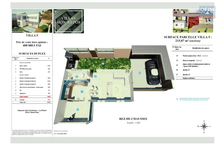 Villa de standing en construction (VEFA) dans le centre ville de La Plaine st Paul.