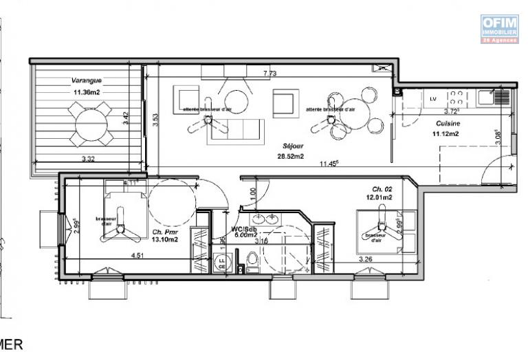 A vendre Appartement F3 avec terrasse vue mer