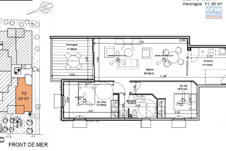 A vendre Appartement F3 avec terrasse vue mer