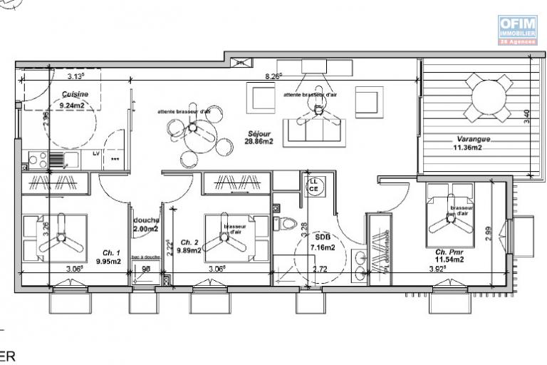 A vendre appartement T4 neuf avec terrasse vue mer