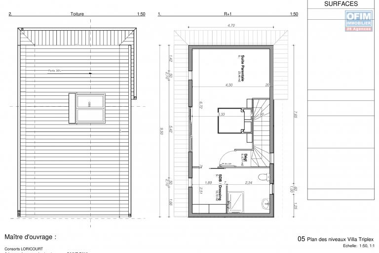 Villa VEFA F4 triplex en construction à la Plaine st Paul.