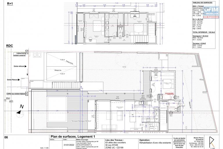 Belle villa duplex neuve 5 Pièces implantée sur 369 m² de terrain à la Pointe des Châteaux à St Leu.