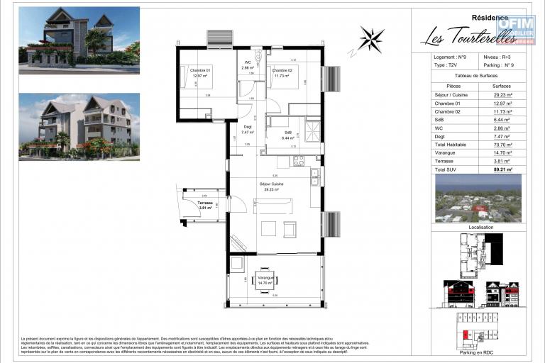 11 Appartements de 2 à 4 pièces en construction (VEFA) sur 4 niveaux, proche front de mer, St Paul.