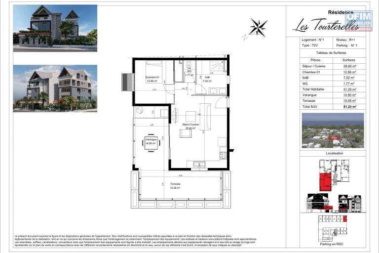 11 Appartements de 2 à 4 pièces en construction (VEFA) sur 4 niveaux, proche front de mer, St Paul.