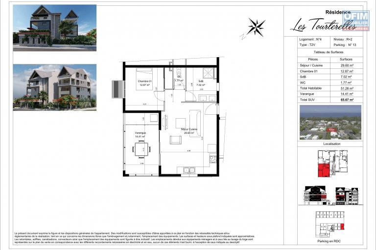 11 Appartements de 2 à 4 pièces en construction (VEFA) sur 4 niveaux, proche front de mer, St Paul.