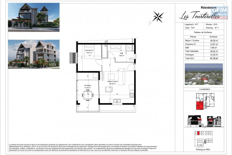 11 Appartements de 2 à 4 pièces en construction (VEFA) sur 4 niveaux, proche front de mer, St Paul.