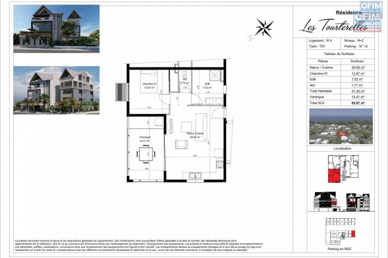  Appartements T2 de standing en construction (VEFA), proche front de mer, St Paul.