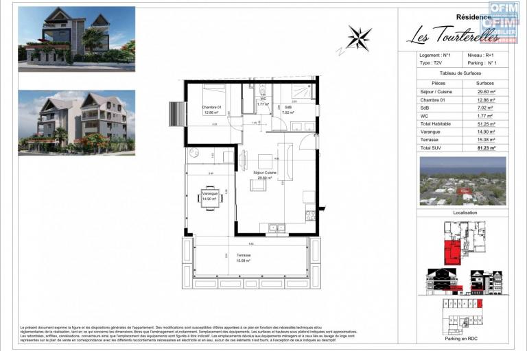  Appartements T2 de standing en construction (VEFA), proche front de mer, St Paul.