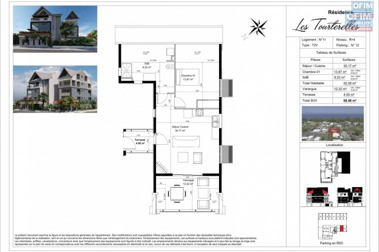 11 Appartements de 2 à 4 pièces en construction (VEFA) sur 4 niveaux, proche front de mer, Saint-Paul.