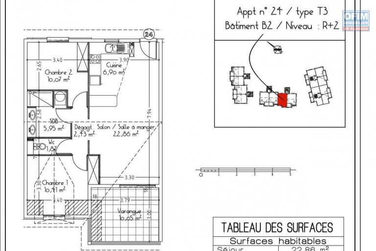 A vendre T3 dans la residence avec piscine, les jardins de Magalli, à La Montagne.