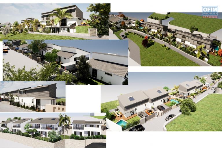 Villa triplex 4 pièces en construction (VEFA) de 103 m² sur un terrain de 200 m² avec vue mer, proche centre ville de la Plaine st Paul.