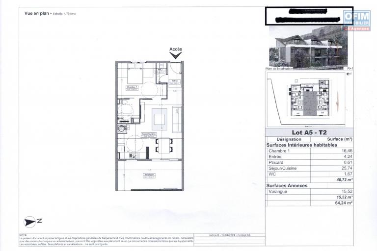 A vendre un appartement F2 neuf à St Gilles