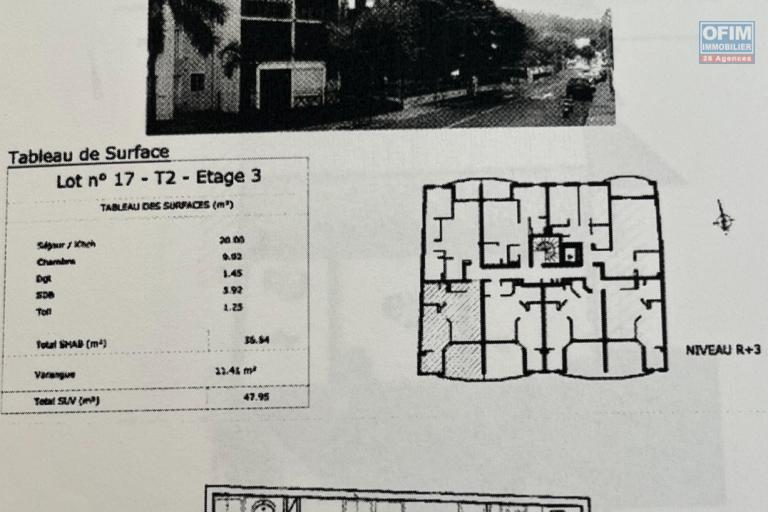 A vendre T2 de 36m2 habitable près du Jardin de l'Etat
