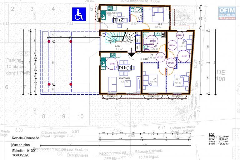 Immeuble neuf de cinq appartements quatre T4 et un T1 à St Louis