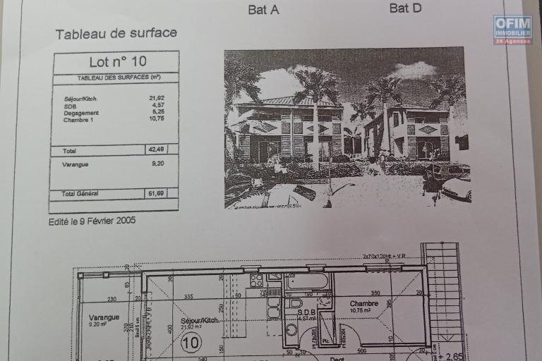 EXCLUSIVITE appartement T2 Meublé Clos Paille en Queue à Trou d'EAU, LA SALINE LES BAINS