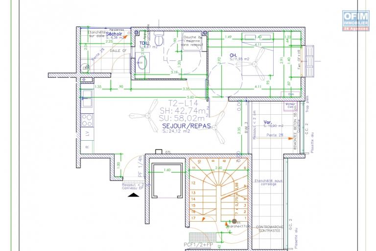 A VENDRE APPARTEMENT F2 DE 60.77 M2  AU CENTRE VILLE DE  SAINT DENIS - APPARTEMENT
