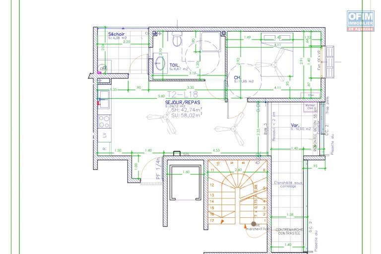 A VENDRE APPARTEMENT F2 DE 60.43 M2  AU CENTRE VILLE DE  SAINT DENIS - APPARTEMENT
