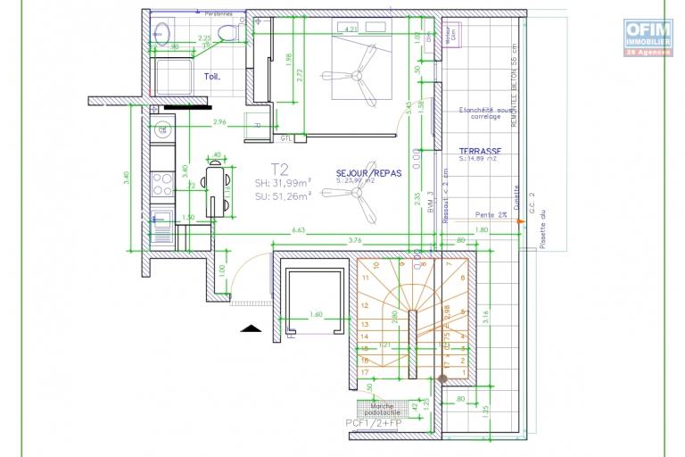 A VENDRE APPARTEMENT F2 DE 57.46 M2 AU CENTRE VILLE DE SAINT DENIS - APPARTEMENT