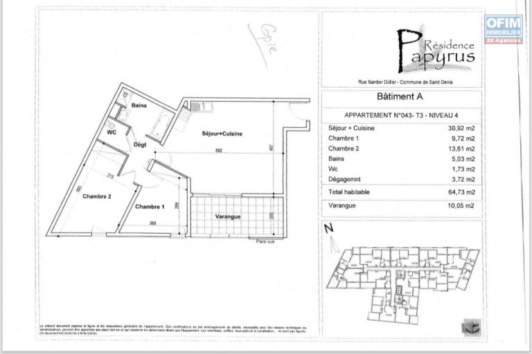 Grand T2/3 65m2 avec terrasse et parking - Sainte-Clotilde - Proche Boulevard Sud et Faculté