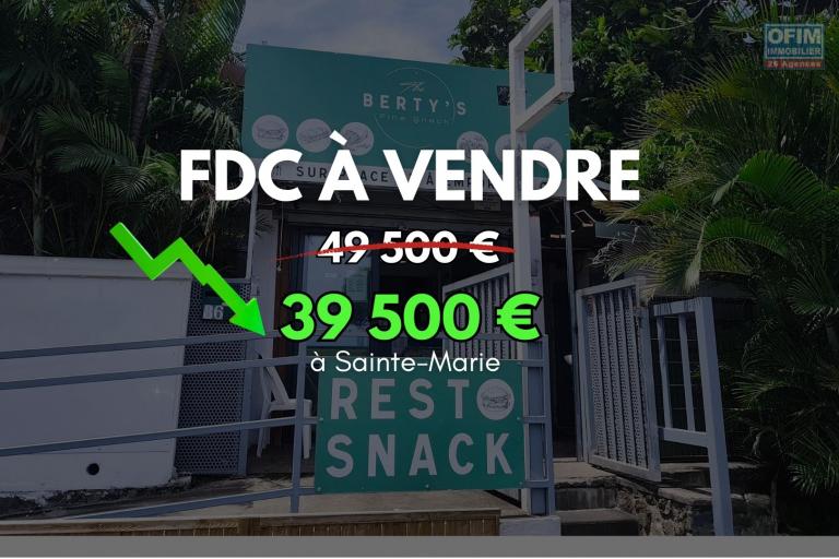 &Agrave; VENDRE 39500&euro; &ndash; Fonds de commerce SNACK &laquo; Le Berty&rsquo;s &raquo; &agrave; Sainte-Marie (974)