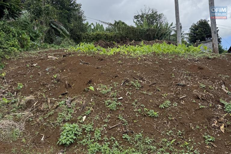 Belle parcelle de terrain de 288 m2 en légère pente avec pleine vue imprenable mer et montagne, de forme rectangulaire situé à 350 m d'altitude à Etang salé Les Hauts