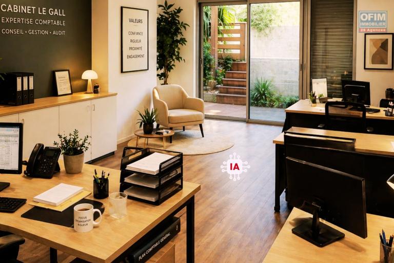 A louer local commercial / professionnel de 100m2 avec Terrasse proche front de mer Saint-Pierre &agrave; 1700&euro; HT