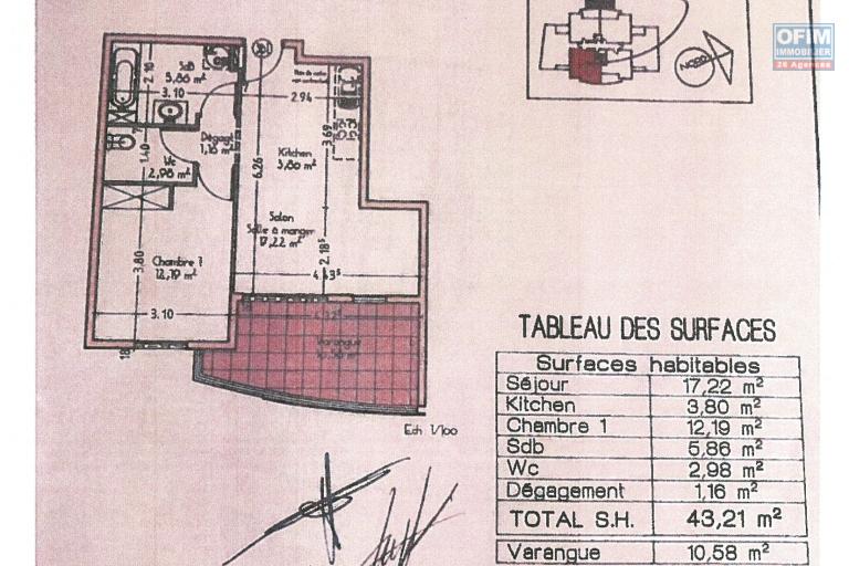 A vendre T2 dans la residence Coquelicot 3, chemin finette à Ste Clotilde