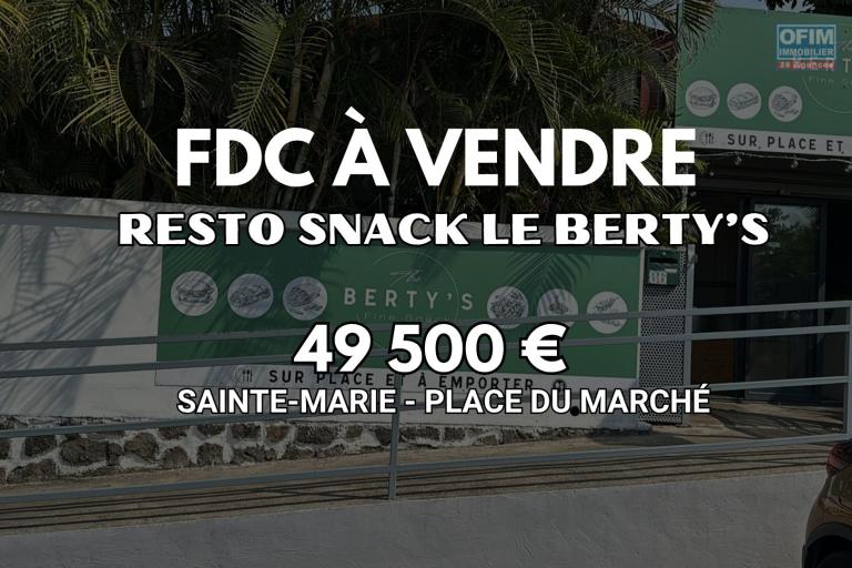 À VENDRE 49 500€ – Fonds de commerce SNACK « Le Berty’s » à Sainte-Marie (974)