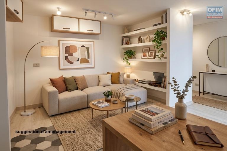 A louer T3 rénové à Ste Clotilde rue de Normandie, proche de toutes les commodités . - suggestion d'aménagement du salon