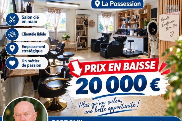 A vendre salon de coiffure à la Possession, clé en main à 20 000 €