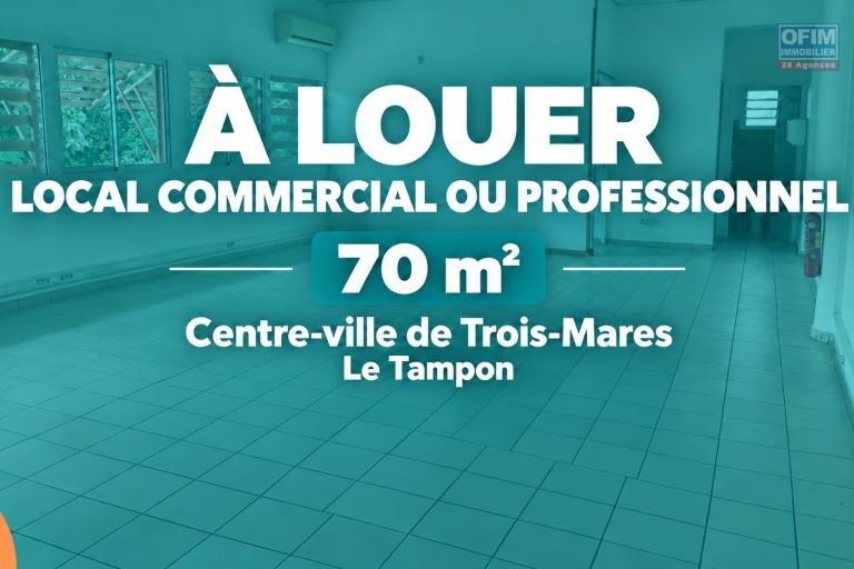 À LOUER 800 €/mois – Local commercial ou professionnel de 70 m² au centre ville de Trois Mares - Le Tampon