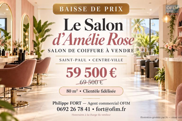BAISSE DE PRIX À SAINT-PAUL – Le Salon d’Amélie Rose à saisir à 59 500 € !