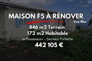 Occasion &agrave; saisir vue mer extraordinaire - Maison de 176 m2 &agrave; r&eacute;nover sur un terrain de 846 m2  - PICHETTE &agrave; LA POSSESION