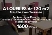 À louer | Magnifique F3 meublé de 120 m² avec grande terrasse dans un écrin de verdure à Saint-Pierre Ligne Paradis