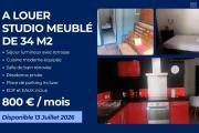 🌴 Studio meublé de 34 m2 à louer – 800 €/mois 🌺 Eau & Électricité incluses !