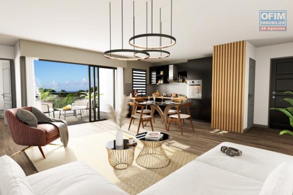 Appartement T2 neuf plein centre ville dEtang Salé Les Hauts de 55,50 m2 avec varangue au troisième étage avec ascenseur, pleine vue mer et montagne.