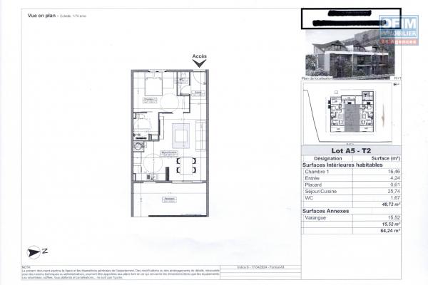 A vendre un appartement F2 neuf à St Gilles