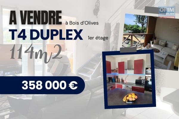 À VENDRE – Duplex T4 d’exception de 114 m2 à Bois d'Olive Saint-Pierre à 358 000€