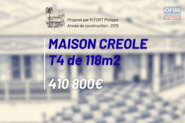 À vendre – Belle maison créole contemporaine de 118 m² sur 618 m² de terrain – Le Tampon (974)