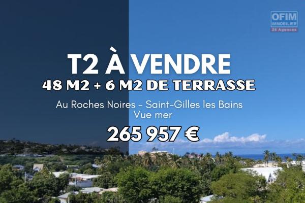 A Vendre T2 de 48 m2 au Roches Noires - Saint-Gilles avec vue mer - 265 957&euro;