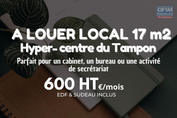 À LOUER – Local professionnel 17 m² à 600€ / mois EDF & SUDEAU Inclus – Centre-ville du Tampon