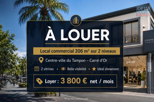 &Agrave; louer &ndash; Local commercial 206 m&sup2; sur 2 niveaux &ndash; Centre-ville du Tampon