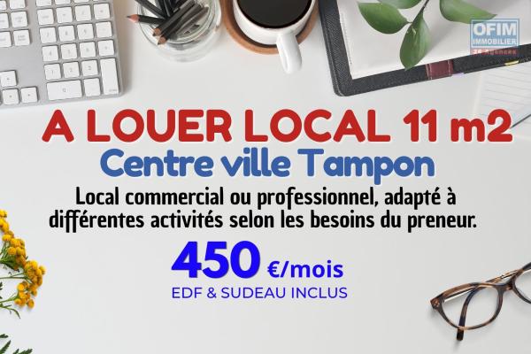 A louer un bureau /local professionnel ou commercial à 450€/mois, EDF & SUDEAU inclus au coeur du Tampon