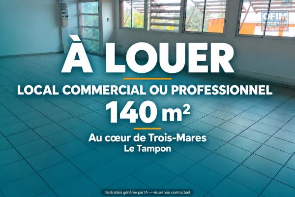 À LOUER 1600 € /mois – Local professionnel ou commercial de 140 m²au coeur de Trois Mares - Tampon